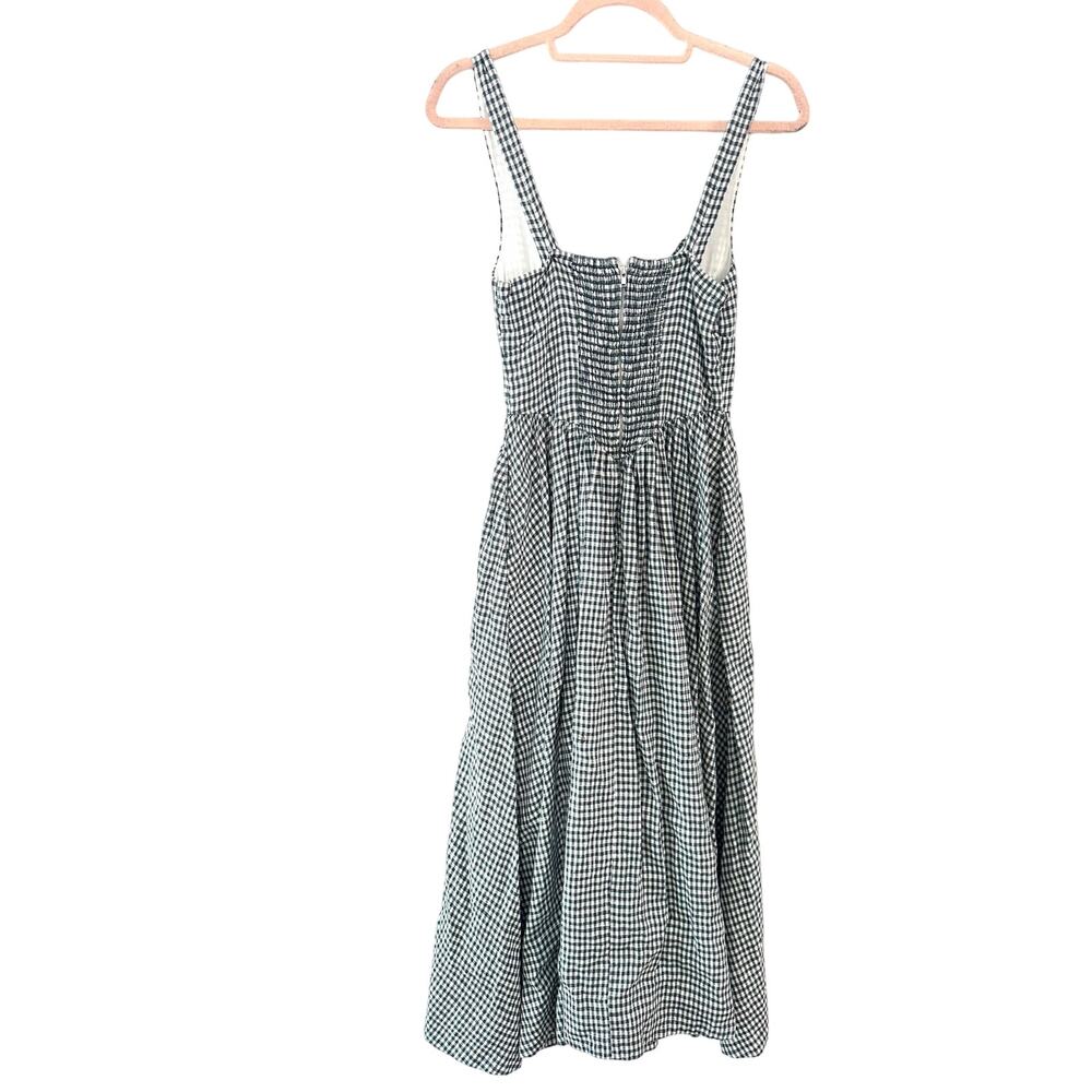 REFORMATION Balia Linen Midi Dress in Slate Blue Gingham Check Coquette - Sz 0 - Picture 5 of 7